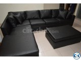 BLACK REXINE L SHAPE SOFA