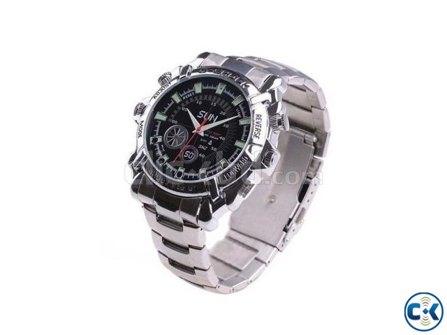 16GB Waterproof 1080P IR Stainless Steel Spy Watch DVR Suppo large image 0