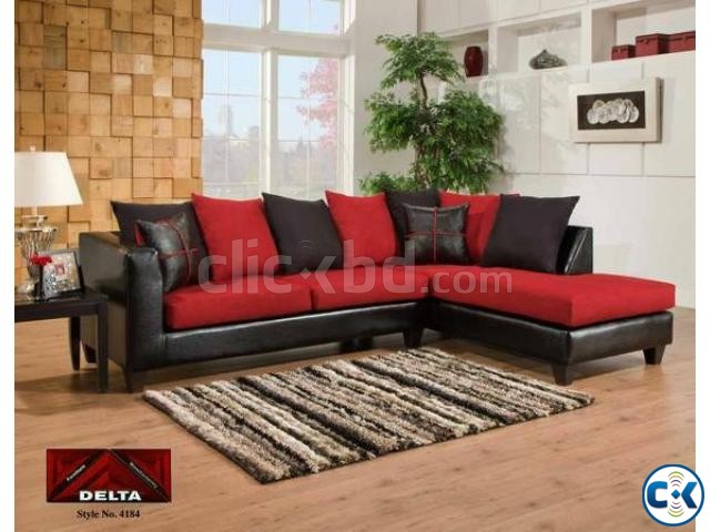 Mixed Red Black Clour L Shape Sofa Set large image 0
