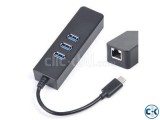 USB 3.1 TYPE C TO USB 3.0 HUB WITH LAN