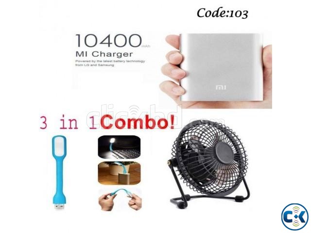 Combo Offer - MI 10400mAh Power Bank USB fan LED light 6 large image 0