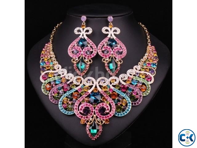 Gold Plated crystal wedding jewelry set. large image 0