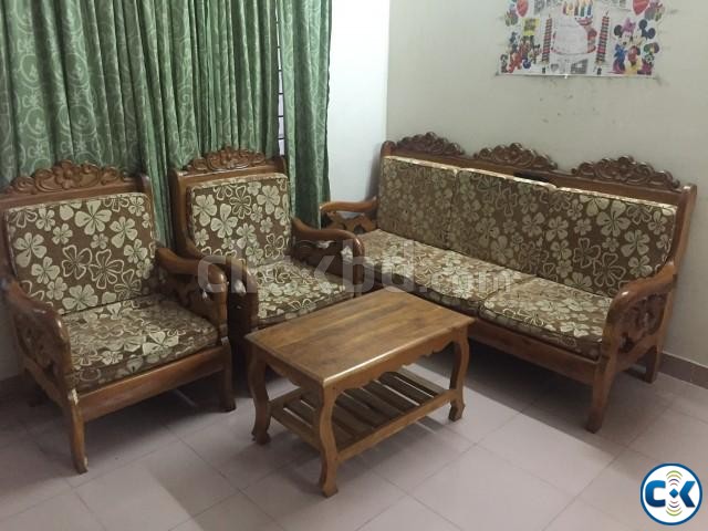 Home made solid wood 5 seaters sofa set large image 0