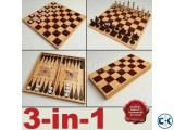3-in-1 Chess Checkers Backgammon set