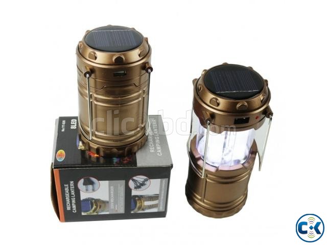 SOLAR POWER RECHARGEABLE 6-LED CAMPING LANTERN LIGHT large image 0