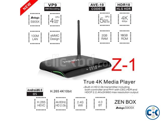 ZEN Box Z1 KODI 17.0 Amlogic S905X 4K 64Bit Quad Core Androi large image 0