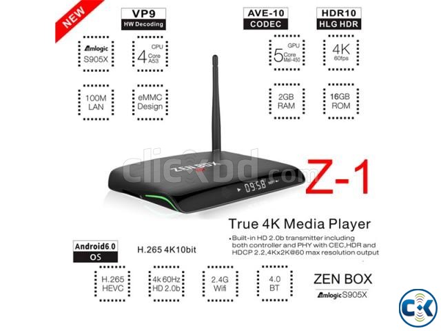 ZEN Box Z1 KODI 17.0 Amlogic S905X 4K 64Bit Quad Core Androi large image 0