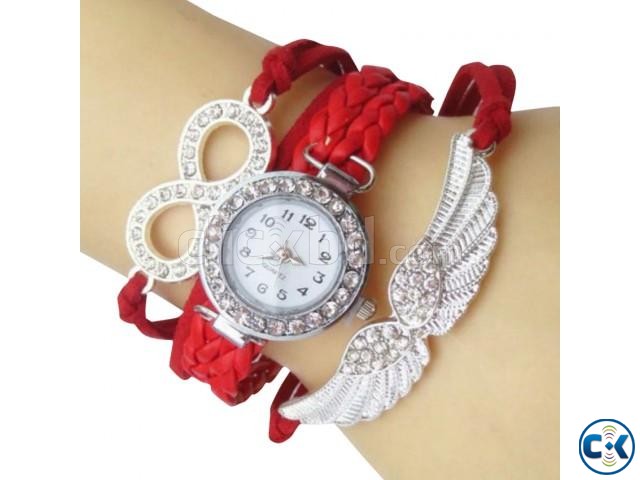 Women s Red Bracelet Wrist Watch large image 0