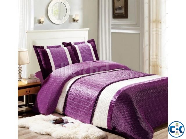 3pcs Satin Jacquard Quilted Comforter set large image 0