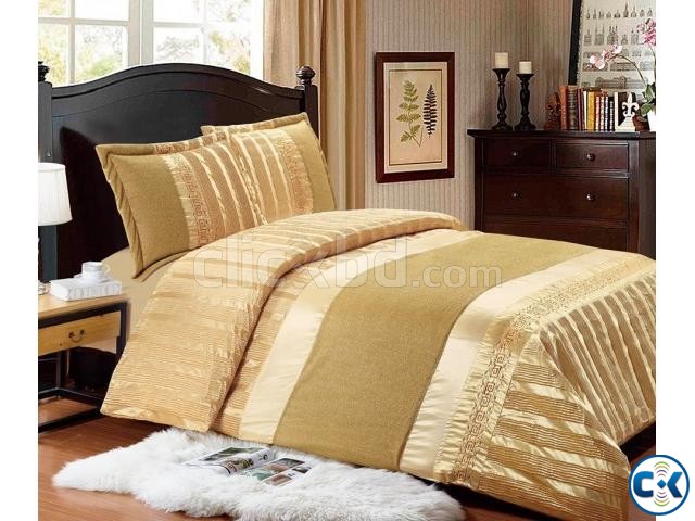 3pcs Satin Jacquard Emeily Quilted Comforter set large image 0