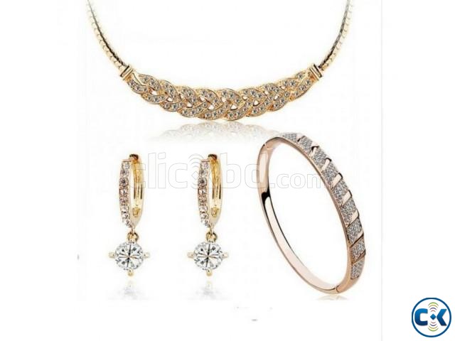 18K Gold Plated Clear Austrian Crystal Jewelry Sets large image 0