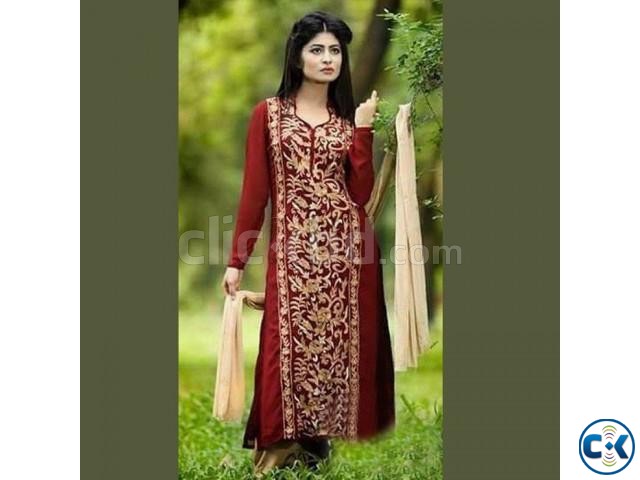 Unstitched Cotton Block Printed Salowar Kameez large image 0