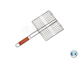 BBQ Grill Net With Wooden Handle Fish Meat Barbecue