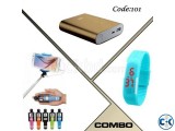 Combo Of Power Bank Monopod Selfie Stick LED Watch
