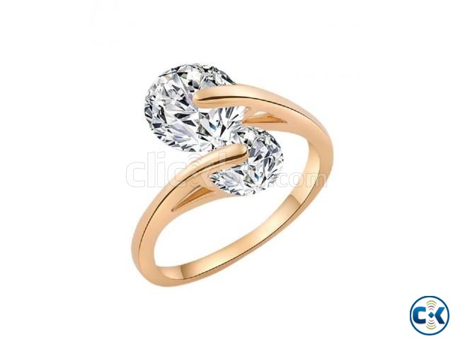 Rose Gold Plated Fashion Design Twin Zircon - Gold large image 0
