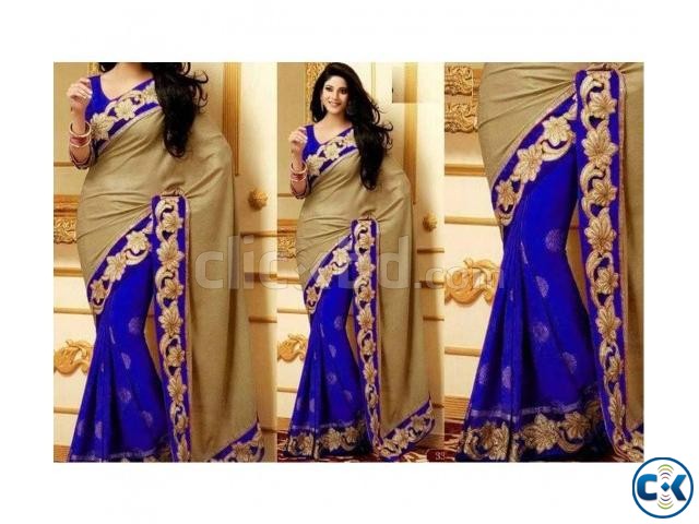 Indian Designer Georgette Embroidered Saree large image 0