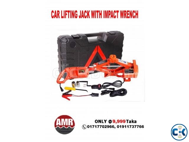Portable 3 tons 12v electric car jack and Impact wrench set large image 0