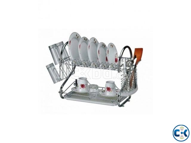 2 Layer Crockery Rack - Silver large image 0