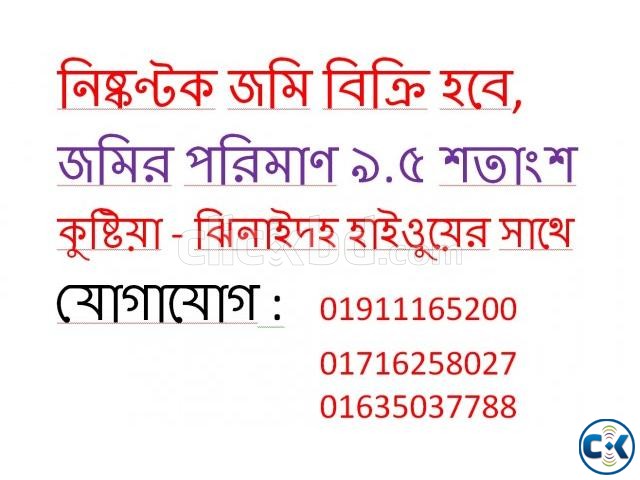 নিষ্কণ্টক জমি বিক্রি হবে কুষ্টিয়া - ঝিনাইদহ হাইওুয়ের সাথে large image 0