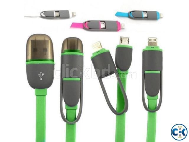 2 In 1 USB Charger Data Cable For Android And iPhone large image 0
