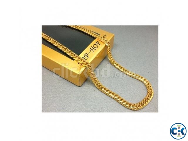 18k GOLD PLATED Men s Miami Cuban Link Curb Chain HIP HOP UN large image 0