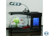 4-in-1 Aquarium Running Water Tap Clock Pen holder