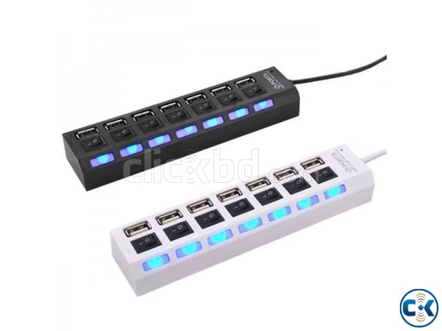 New 7 Ports LED USB High Speed 480 Mbps Adapter USB Hub -1pc large image 0