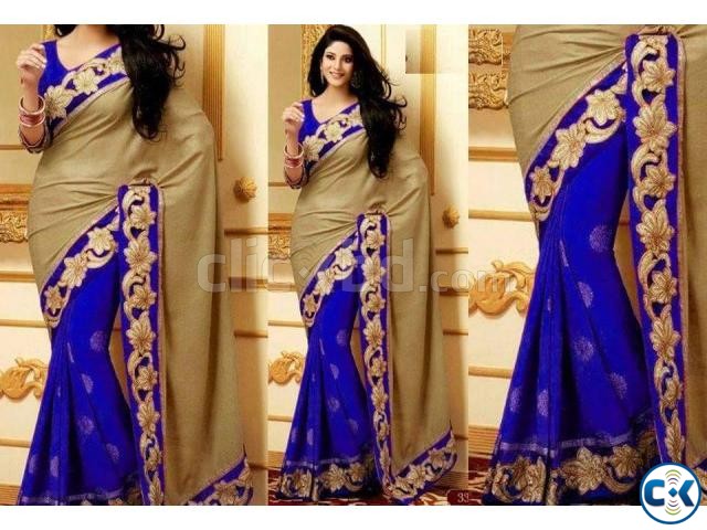 Indian Designer Georgette Embroidered Saree large image 0