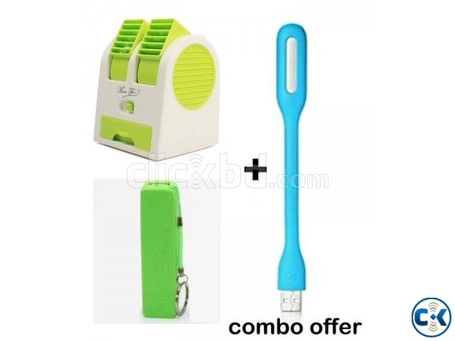 Mini Air Cooler Fan Flexible LED Light Mini Power Bank large image 0