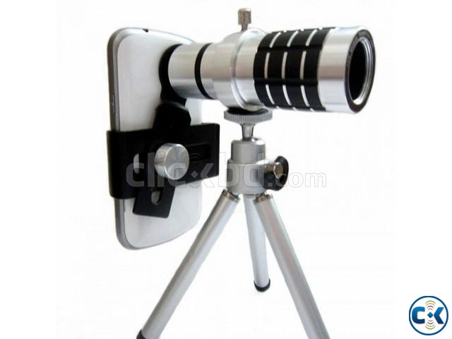 12x Universal Mobile Camera Lens With Tripod Stand Silver. large image 0