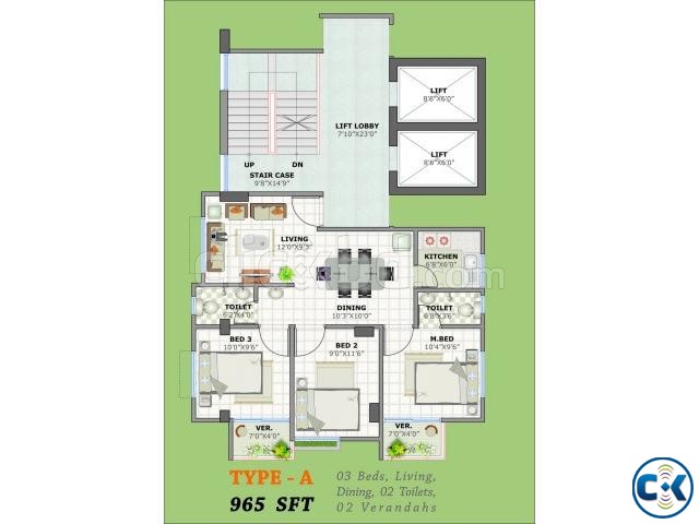 965 SFT 3 bed Flat Sell At Sadek Khan Road Rayer Bazar  large image 0