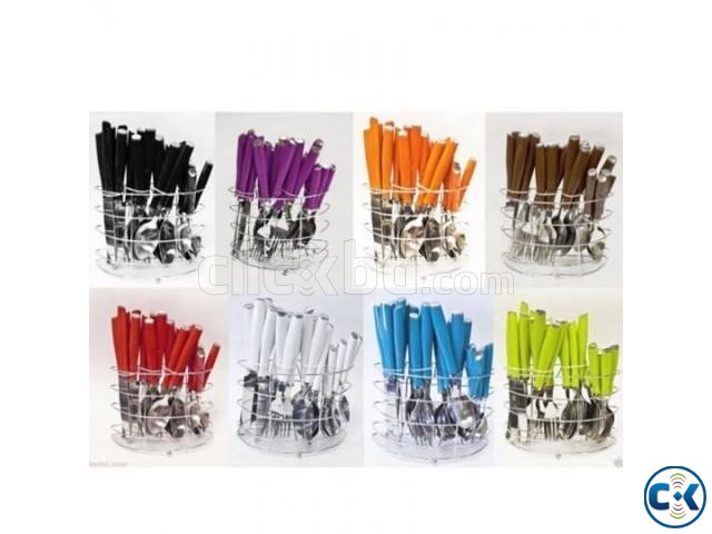 24 Pcs Stylish Cutlery Set Multi Colour -1pc large image 0