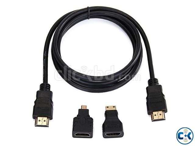 3 in 1 HDMI Cable with Micro Mini HDMI Adapters large image 0