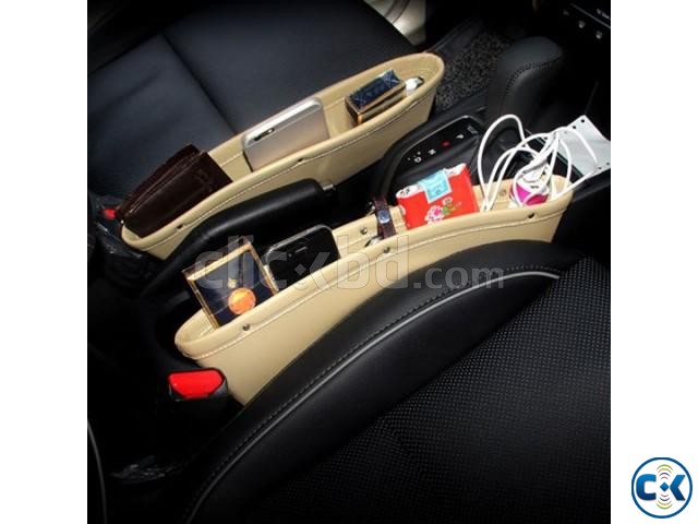 Leather seat gap pocket for cars - Universal 2pc set  large image 0