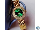 Rolex Green Diamond Stone Ladies Dialer