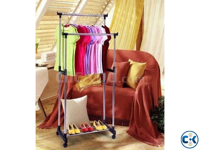 Double Stand Adjustable Garment Cloth Rack-কাপড় জুতা রাখার large image 0