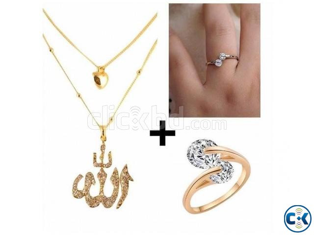 Combo Twin Zircon Finger Rings Stone Crafted Necklace large image 0