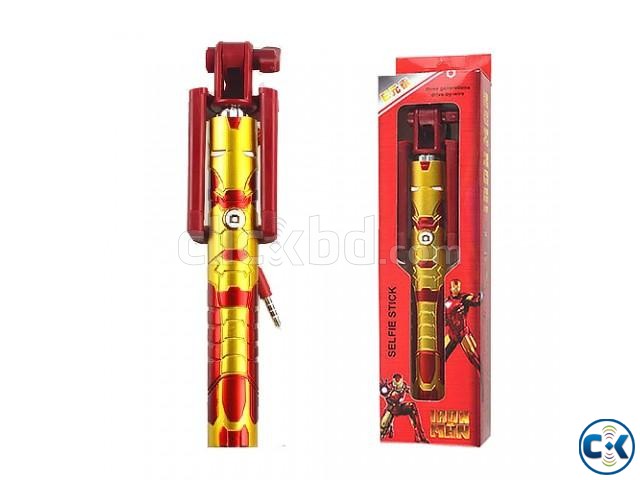 Extendable Selfie Stick Selfi Monopod Wired Marvel Iron Man large image 0