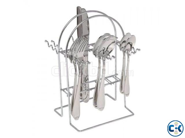 Dinner Fork and Spoon Set - 24 piece - Silver Multi Function large image 0