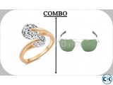 Combo of Titanic Heart Shape Finger Ring AO Men s Sunglass