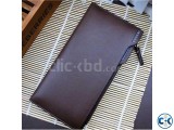 BOGESI Long Brown Genuine Leather Wallet