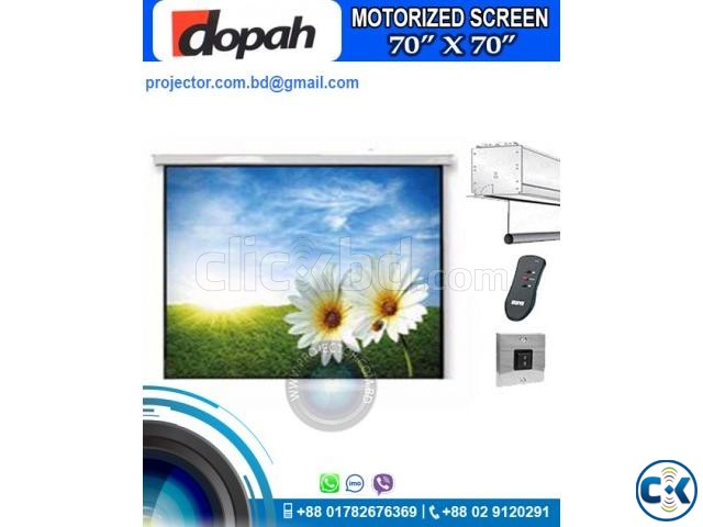 Electric Remote Projector Screen 70 X 70  large image 0