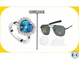 Combo of Titanic Heart Shape Finger Ring AO Men s Sunglass