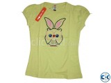 Yellow Cat Cotton Girls Tshirt