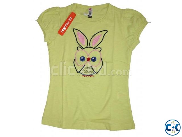 Yellow Cat Cotton Girls Tshirt large image 0