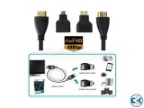 3 in 1 HDMI Cable with Micro Mini HDMI Adapters