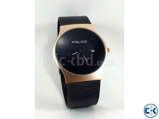 POLICE BLACK GOLD SAFER BELT ULTRA SLIM WATCH large image 0