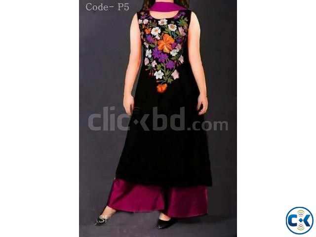 black Embroidery soft georgette dress for woman nokshi 037 large image 0
