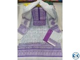 Unstitched Cotton Block Three Piece