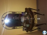 Marble top iron stand decor mirror.